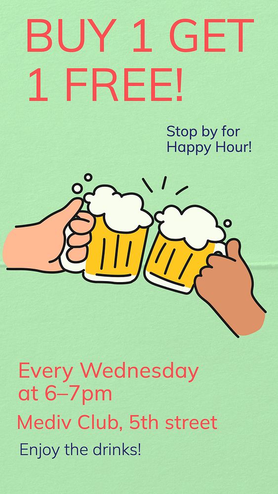 Happy hour  Instagram story template, editable text