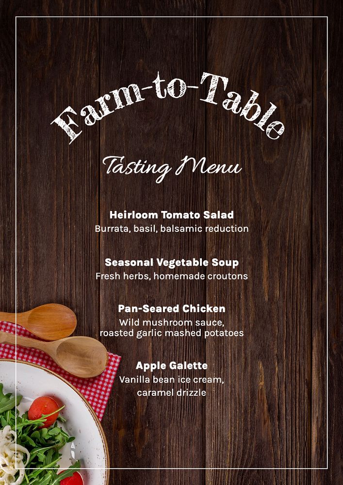 Tasting menu poster template, editable text and design