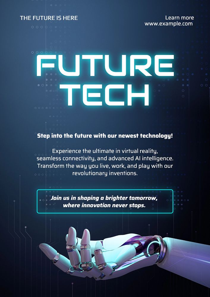 Future tech poster template, editable text and design