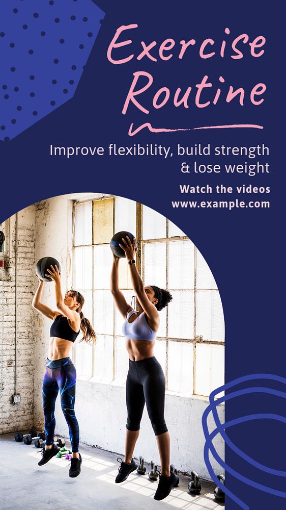 Exercise routine Instagram story template, editable text