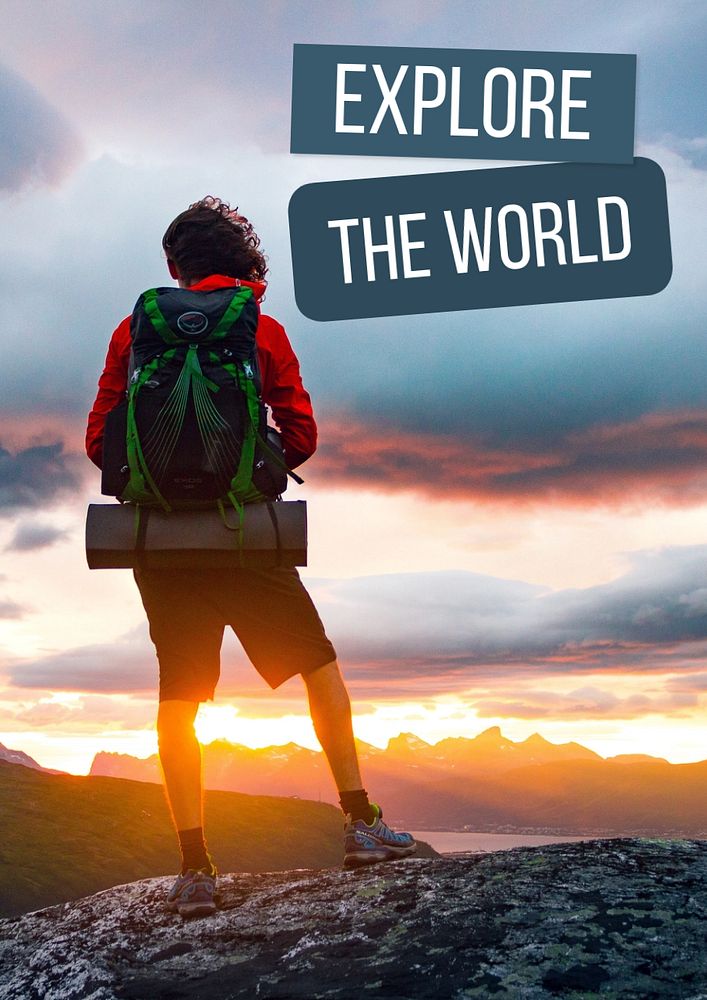 Explore the world  poster template, editable text and design