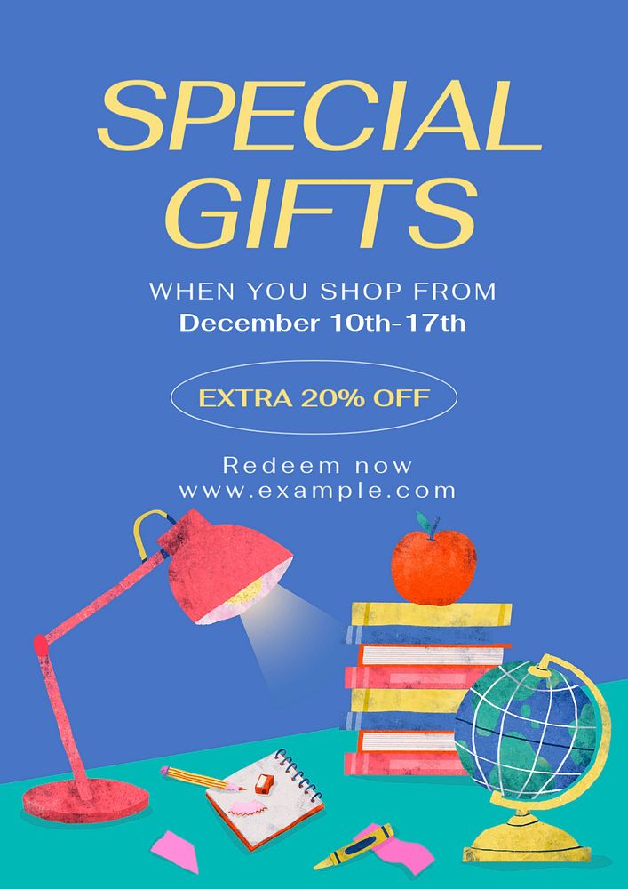 Special gifts poster template, editable text and design