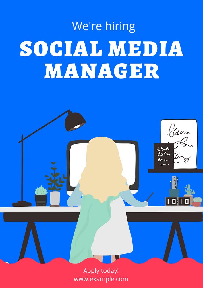 Social Media Manager  poster template, editable text and design