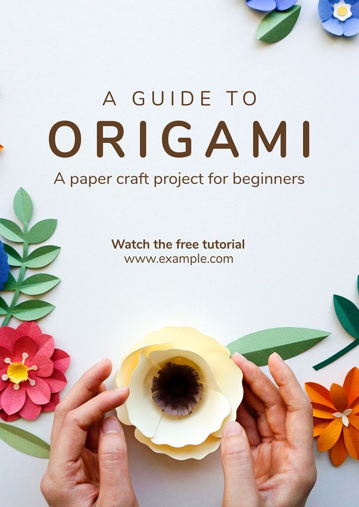 Origami  poster template, editable text and design