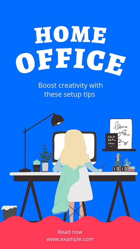 Home office  Instagram story template, editable text