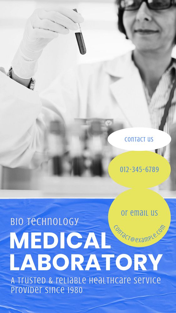 Medical laboratory  Instagram story template, editable text