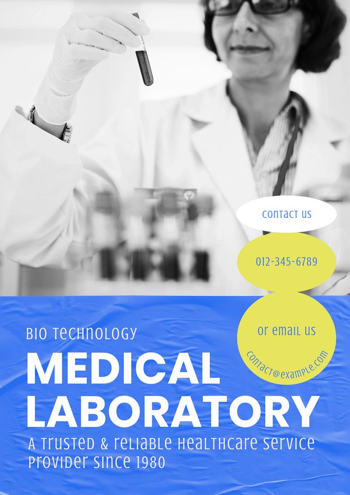 Medical laboratory  poster template, editable text and design