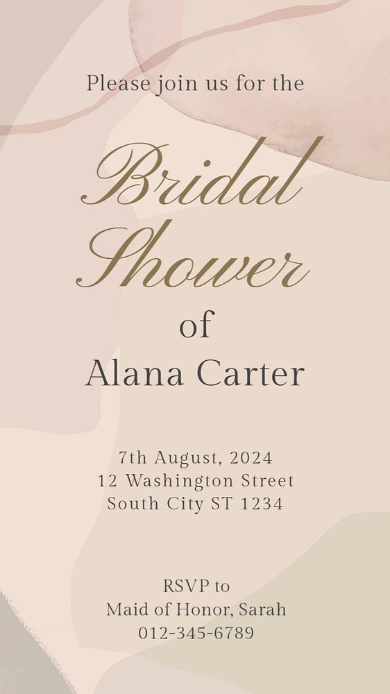 Bridal shower Instagram story template, editable text