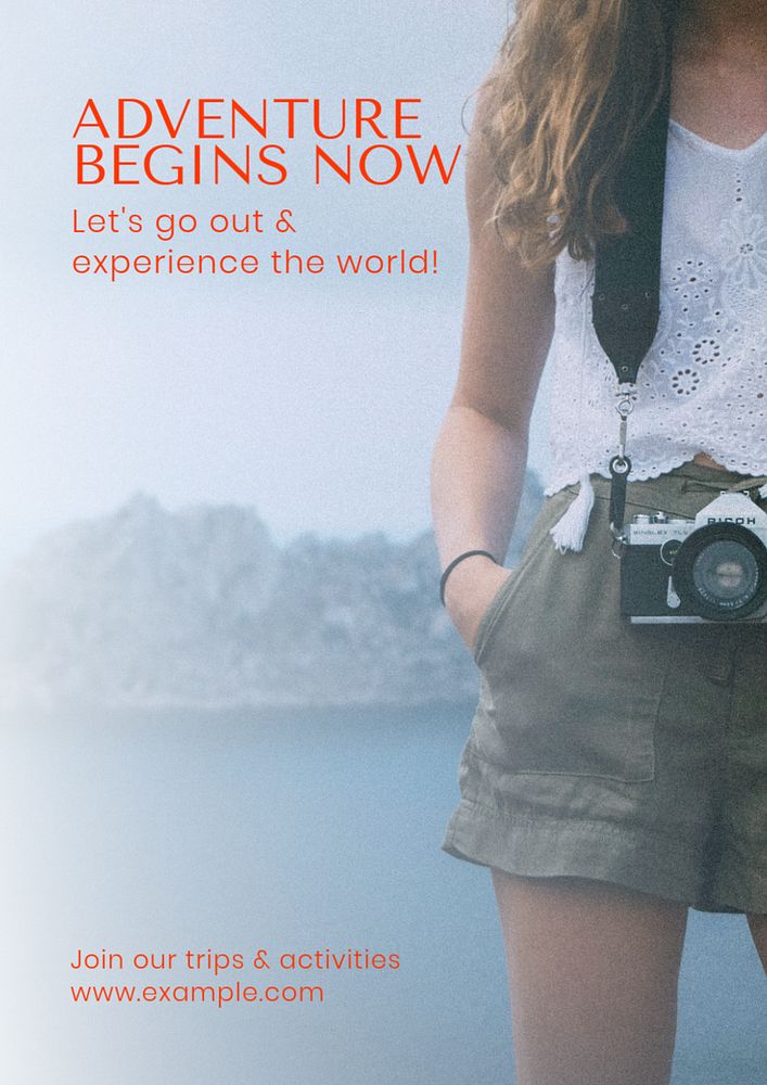 Adventure & travel poster template, editable text and design