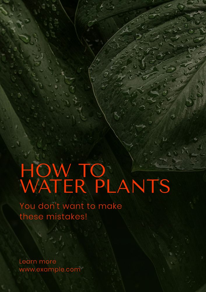 Water plants poster template, editable text and design