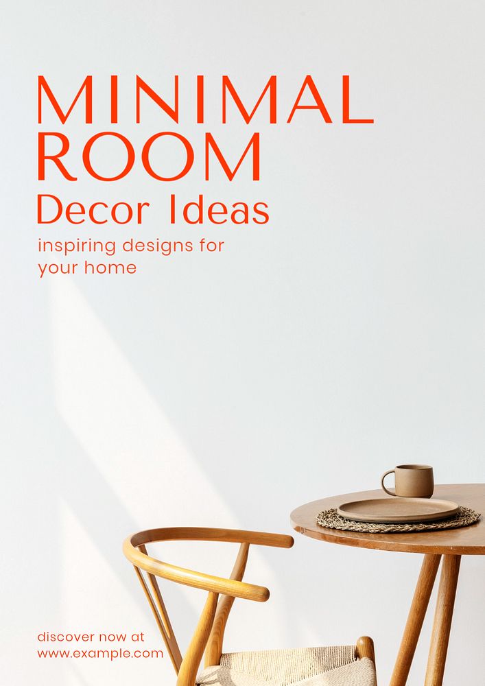 Minimal room decor poster template, editable text and design