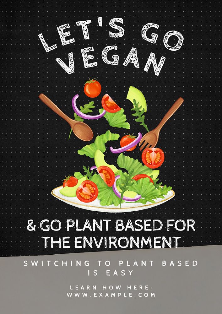 Go vegan  poster template, editable text and design