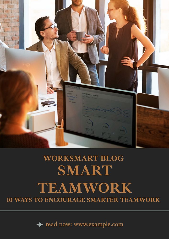 Smart teamwork  poster template, editable text and design