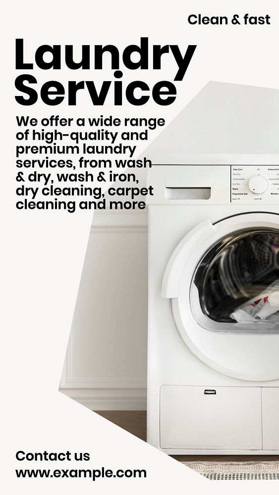 Laundry service Instagram story template, editable text