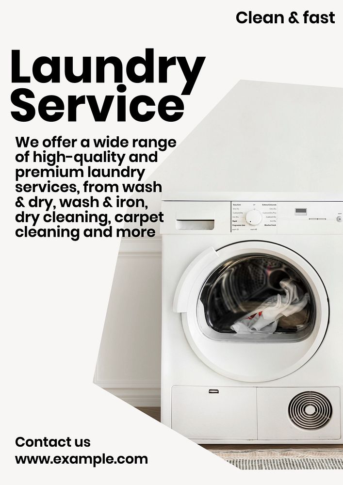 Laundry service poster template, editable text and design