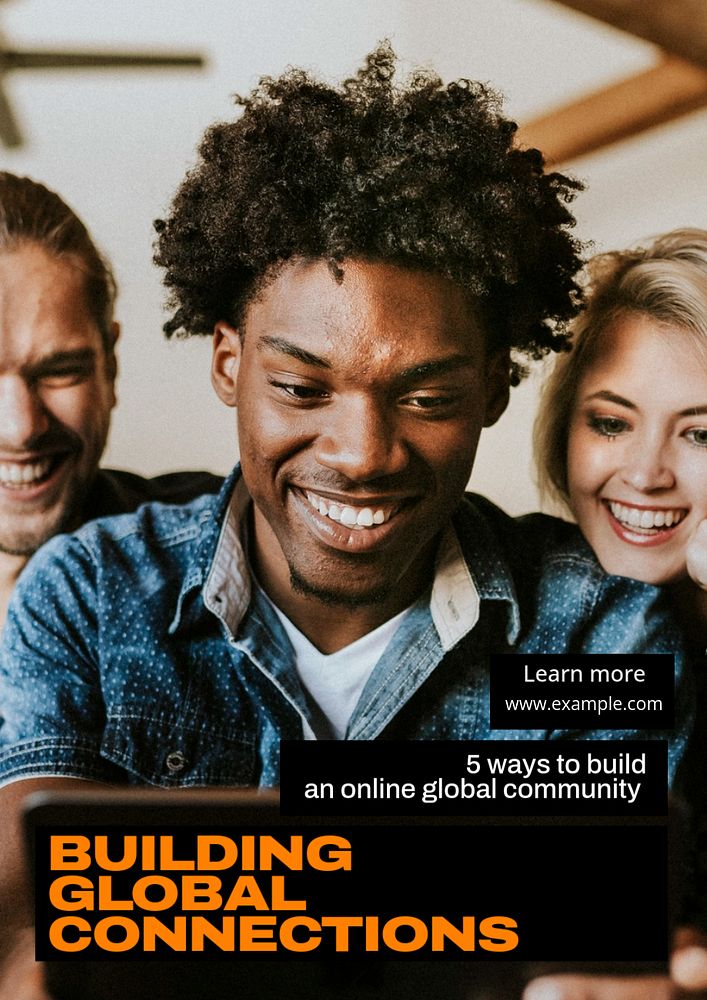 Online global community  poster template, editable text and design