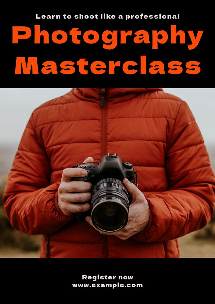 Photography masterclass poster template, editable text and design