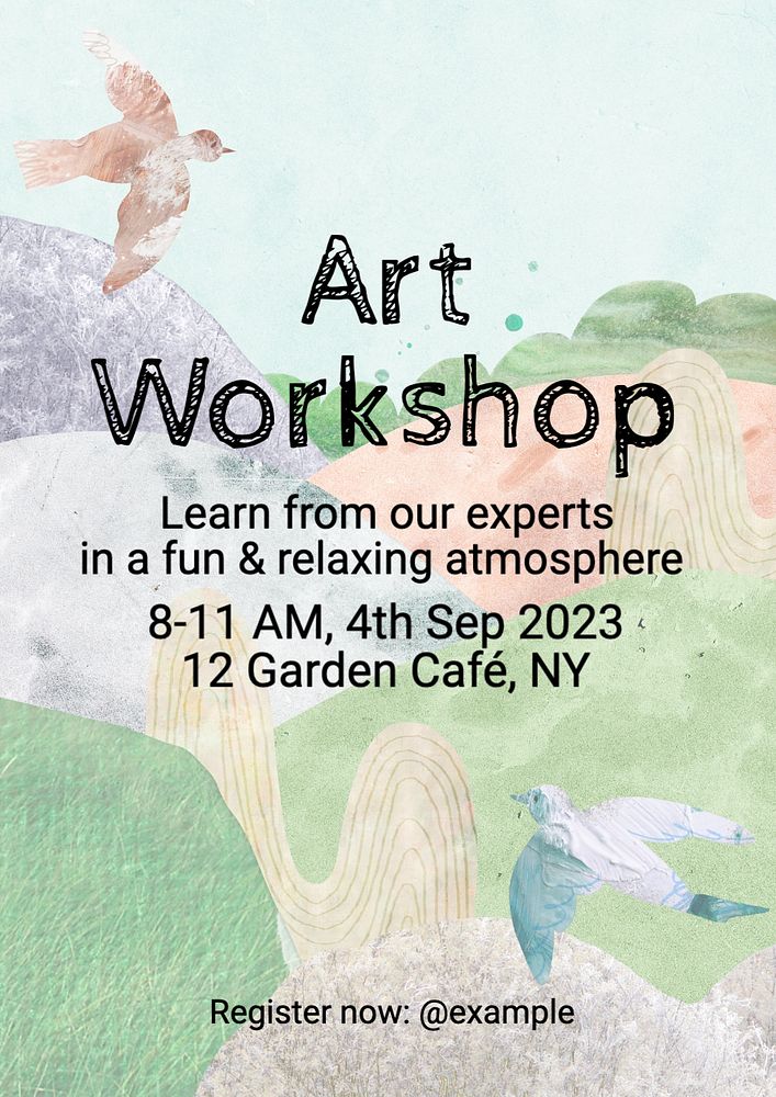 Art workshop poster template, editable text and design