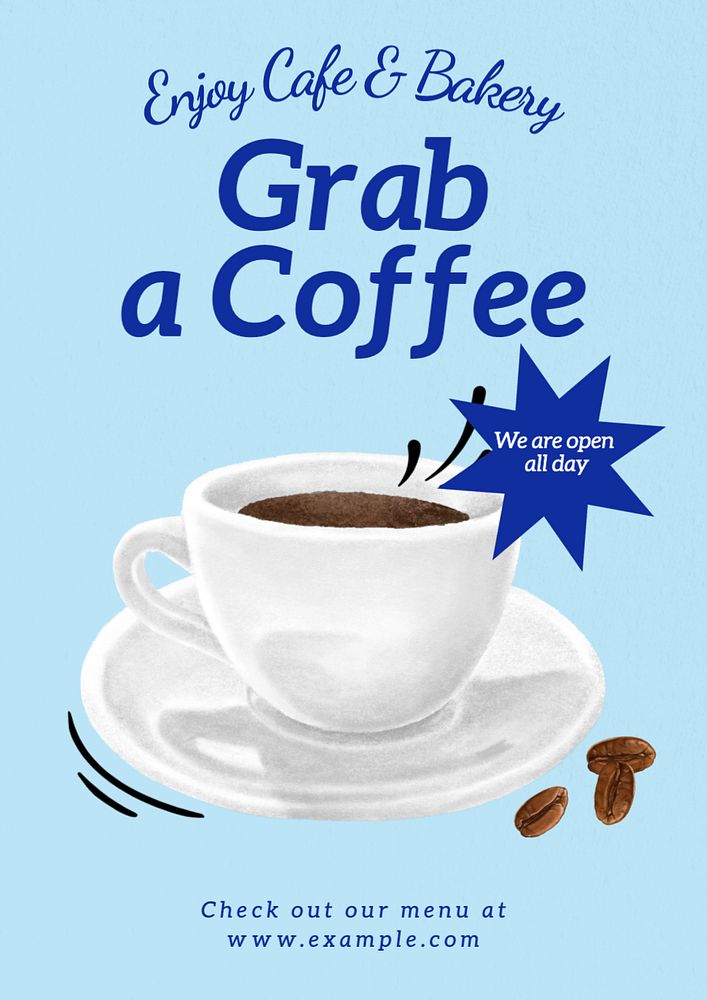 Grab a coffee  poster template, editable text and design