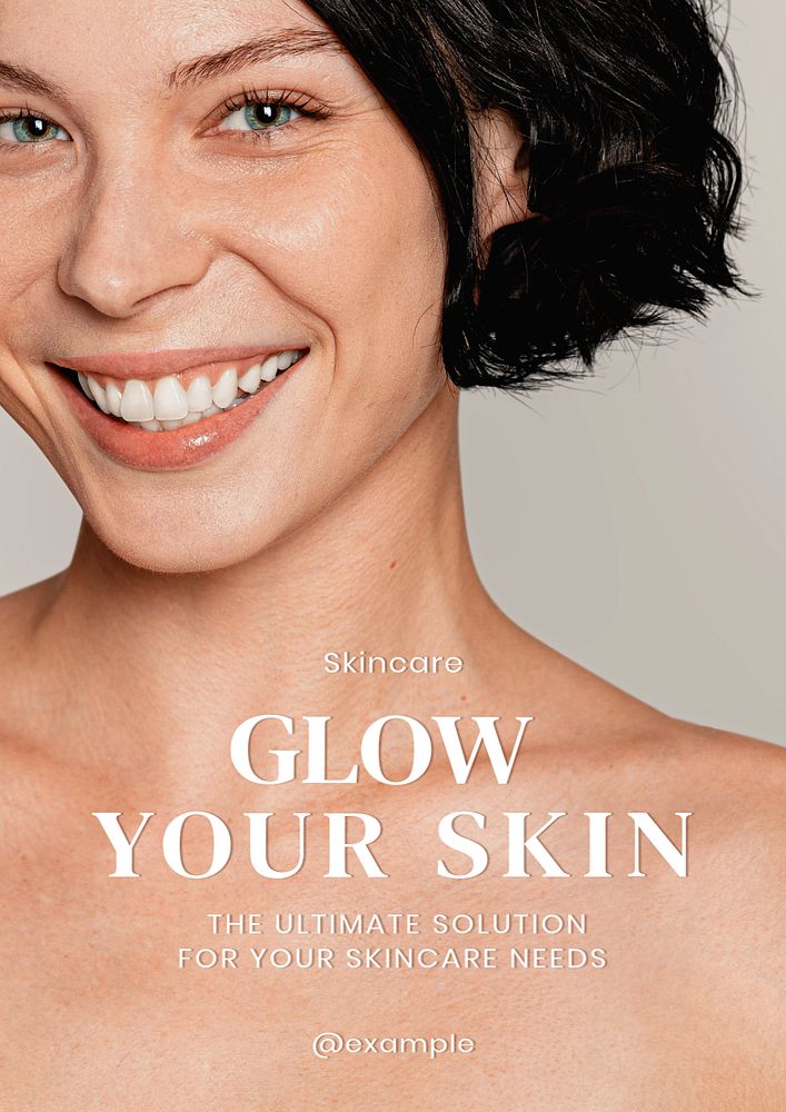 Skincare poster template, editable text and design