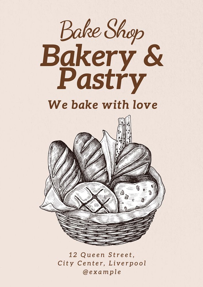 Bakery & pastry  poster template, editable text and design