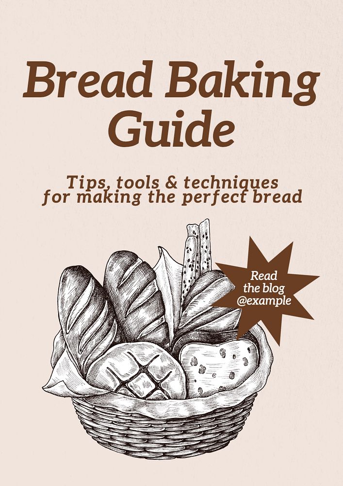 Bread baking guide  poster template, editable text and design