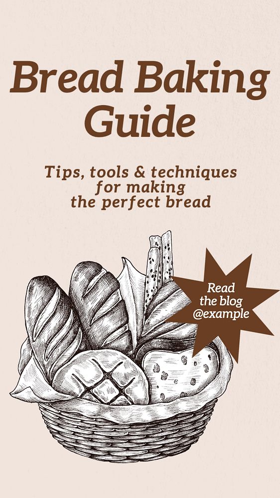 Bread baking guide  Instagram story template, editable text