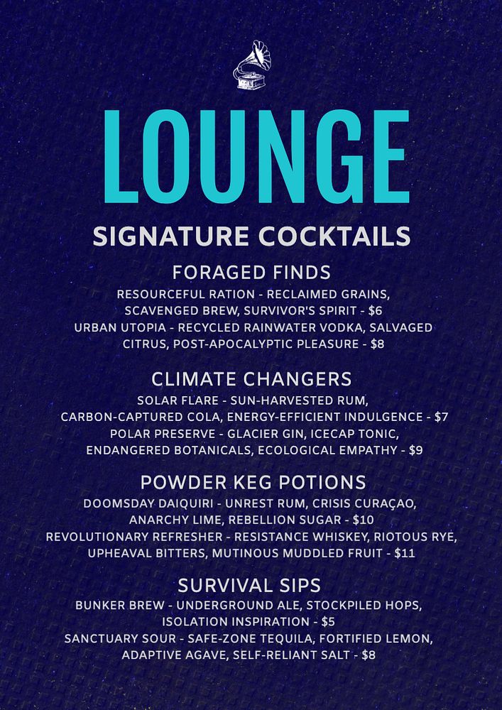 Cocktail menu poster template, editable text and design