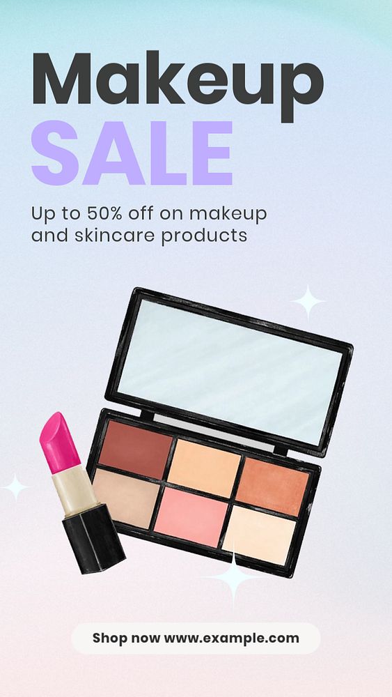 Makeup sale  Instagram story template, editable text