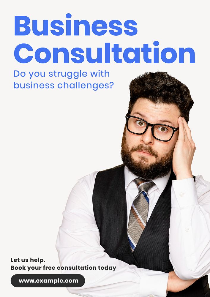 Business consultation  poster template, editable text and design