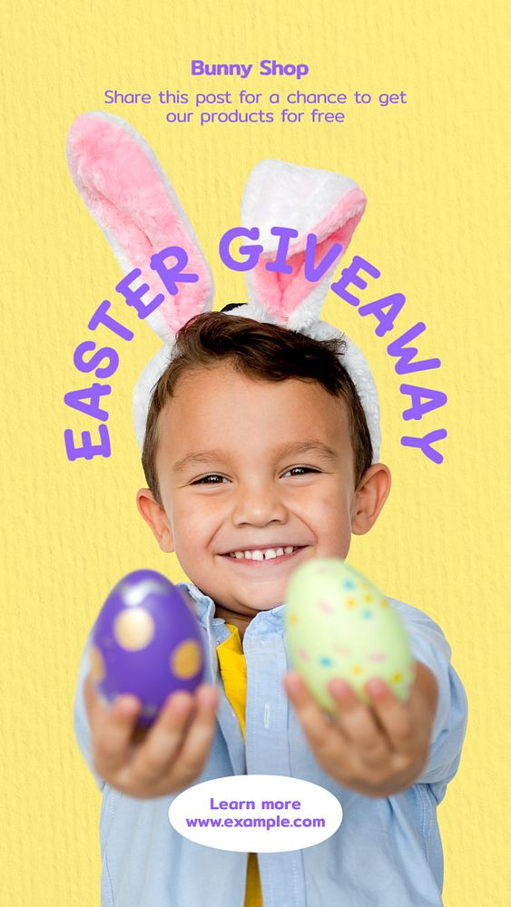 Easter giveaway Instagram story template, editable text