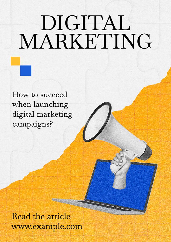 Digital marketing article  poster template, editable text and design