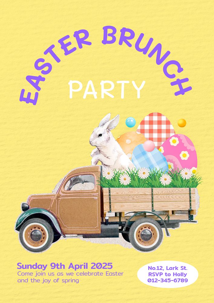 Easter brunch party  poster template, editable text and design