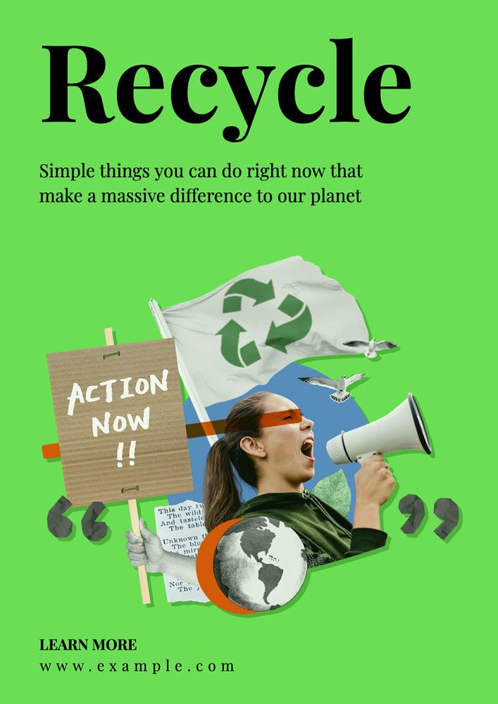 Recycling poster template, editable text and design