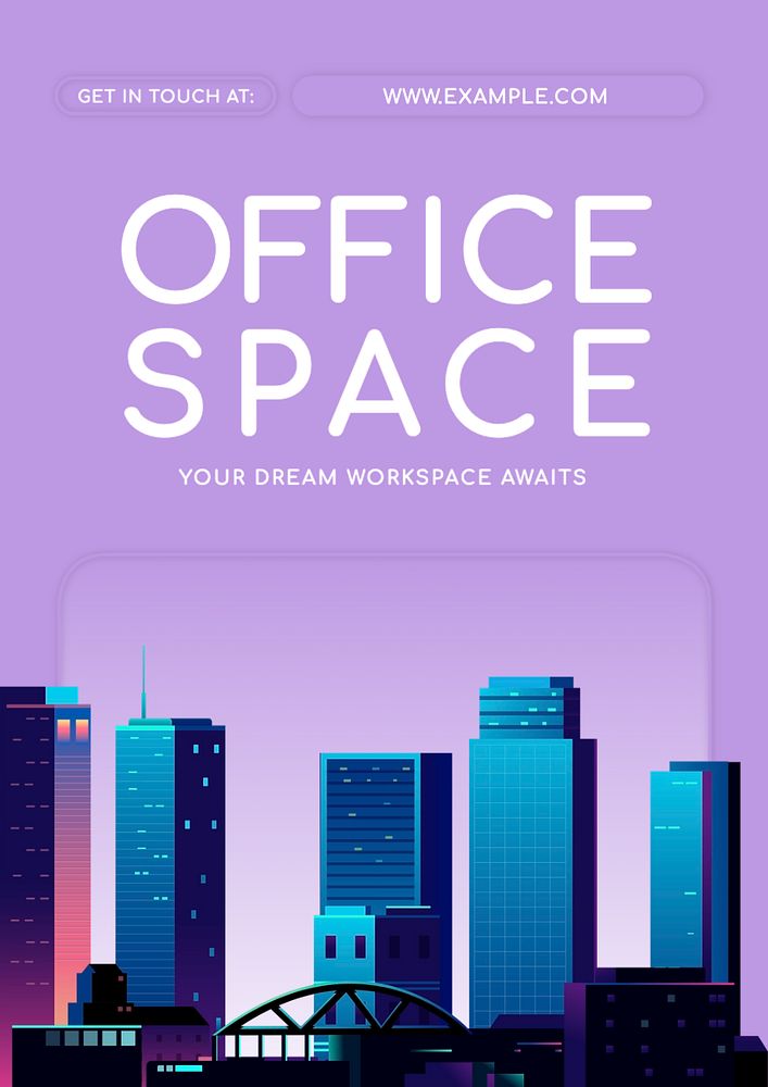 Office space poster template, editable text and design