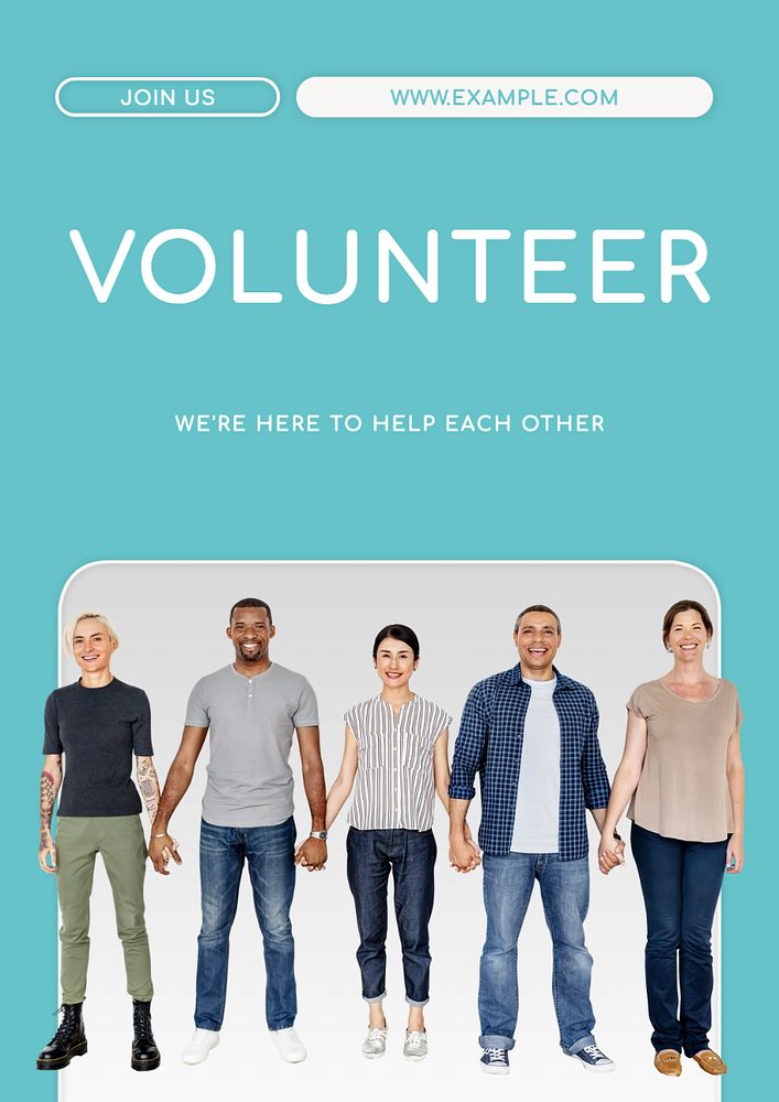 Volunteer poster template, editable text and design