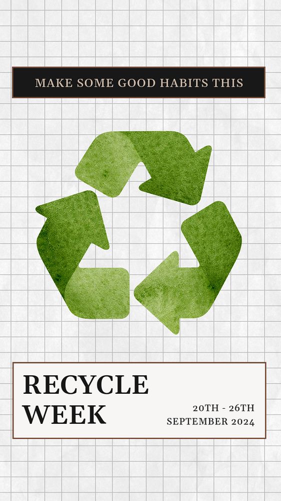 Recycle week Instagram story template, editable text