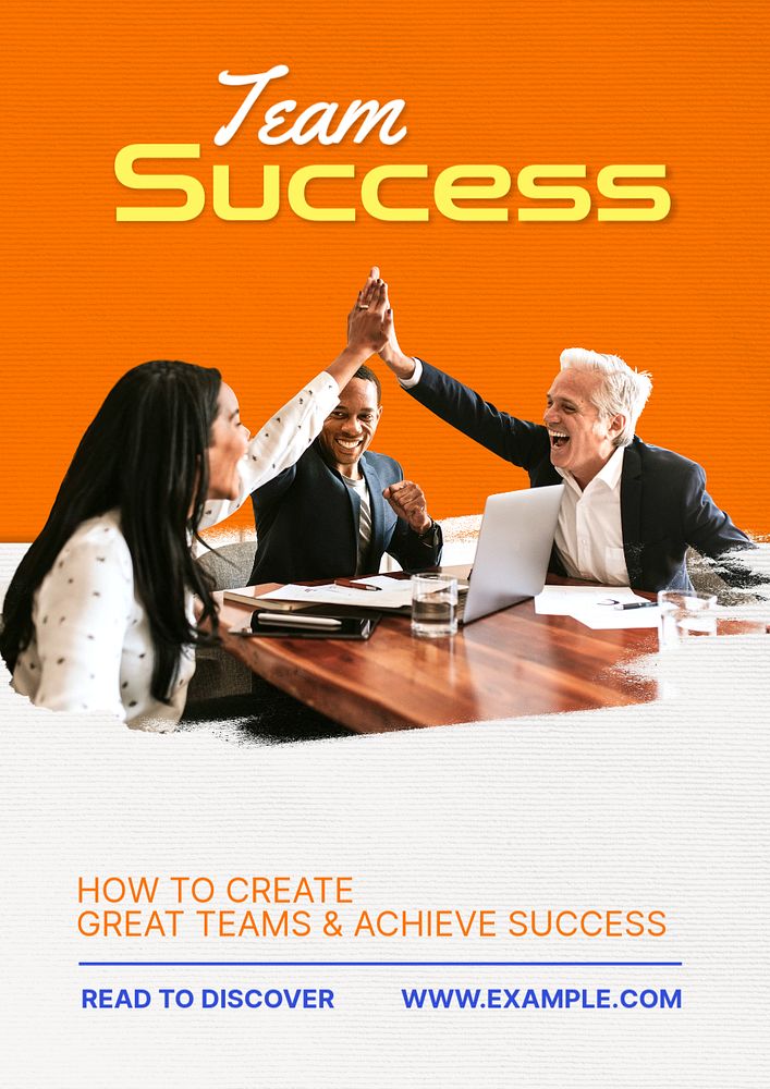 Team success poster template, editable text and design