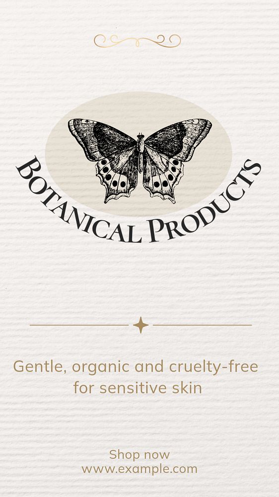 Botanical products Instagram story template, editable text