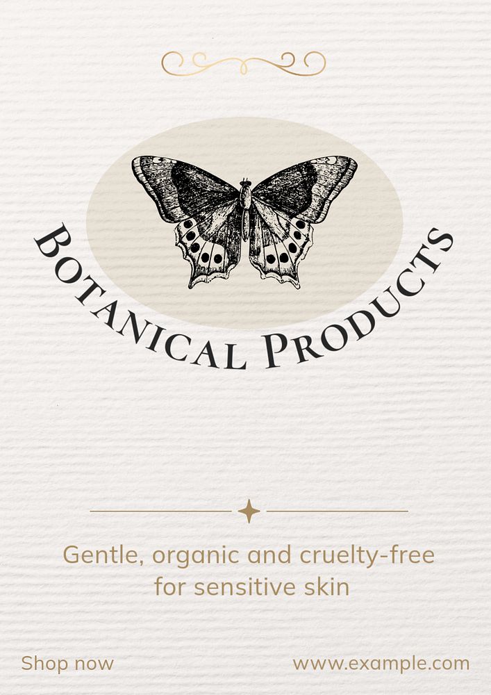 Botanical products poster template, editable text and design