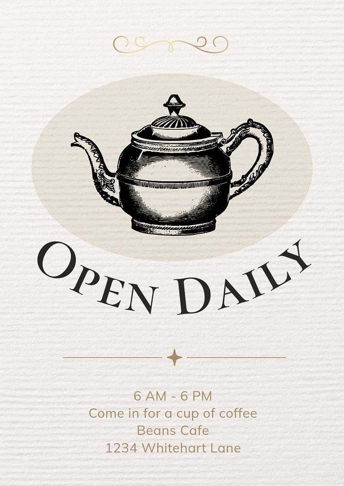 Open daily poster template, editable text and design