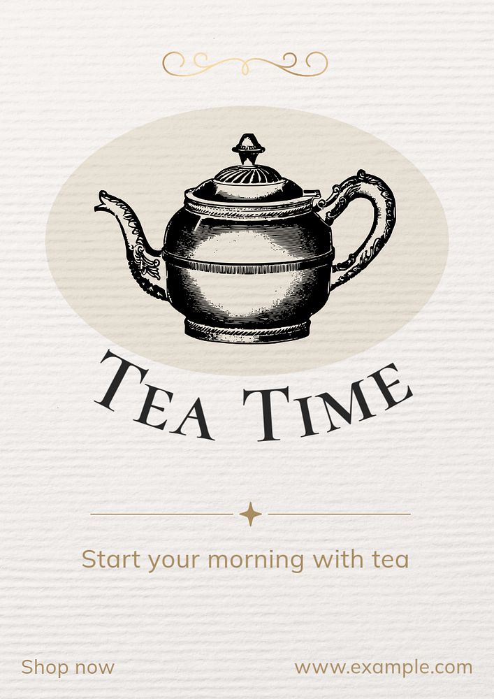 Tea time poster template, editable text and design