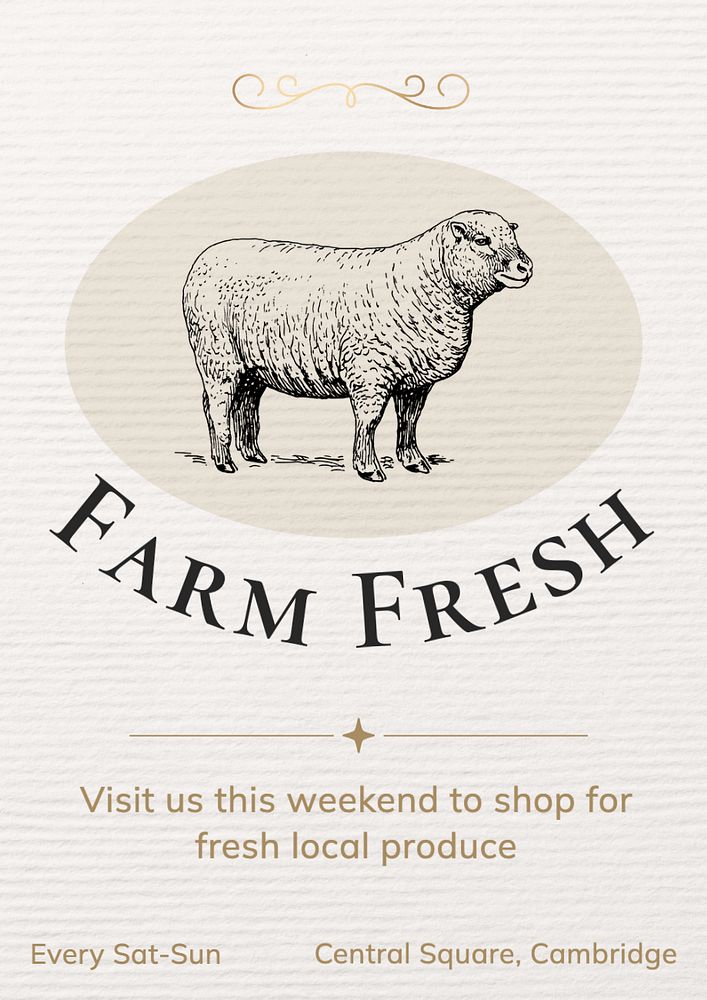 Farm fresh poster template, editable text and design