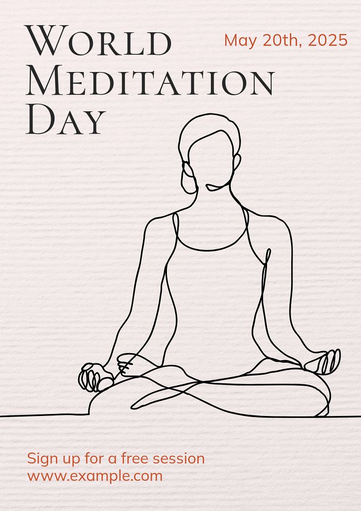 World meditation day poster template, editable text and design