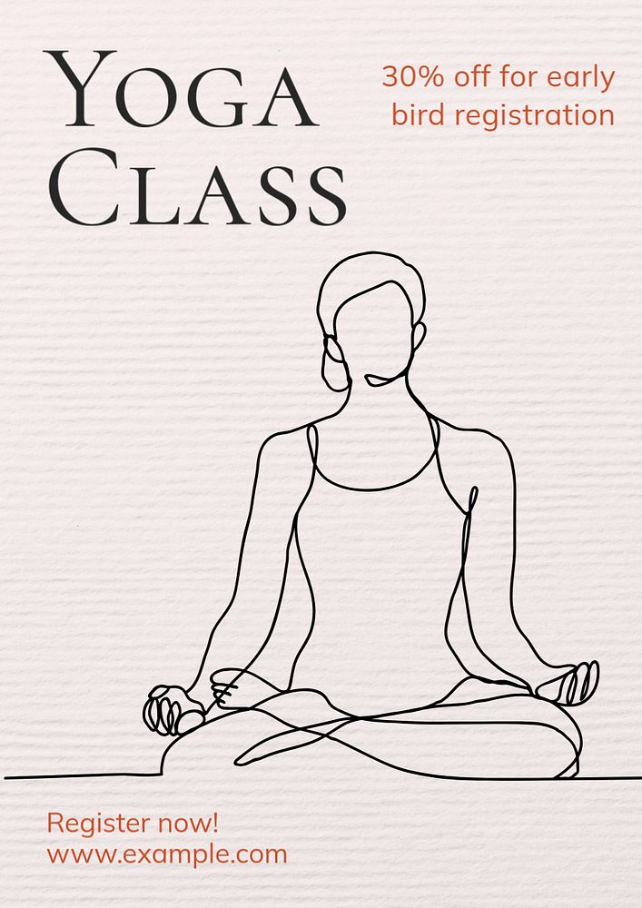 Yoga class poster template, editable text and design