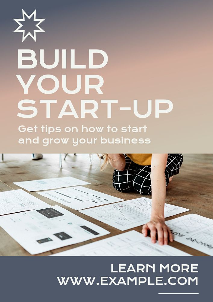 Start up  poster template, editable text and design