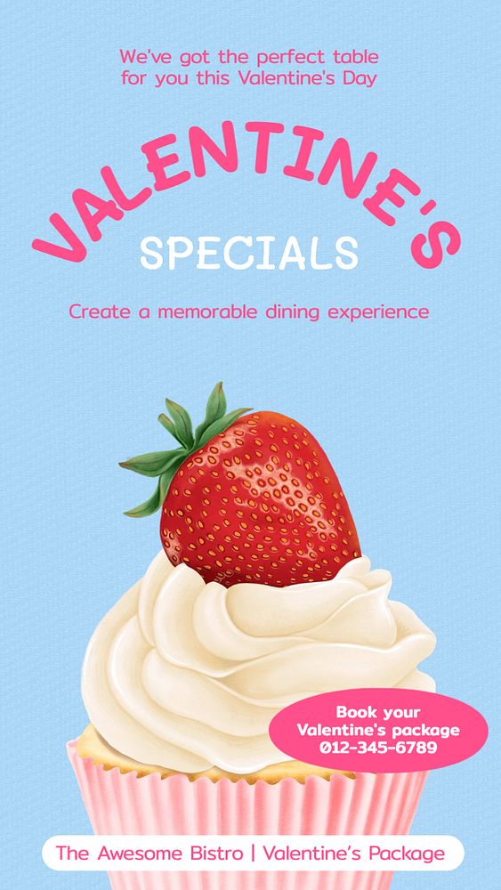 Valentine's romantic date Instagram story template, editable text