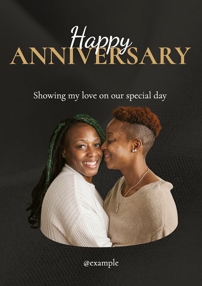 Happy anniversary  poster template, editable text and design