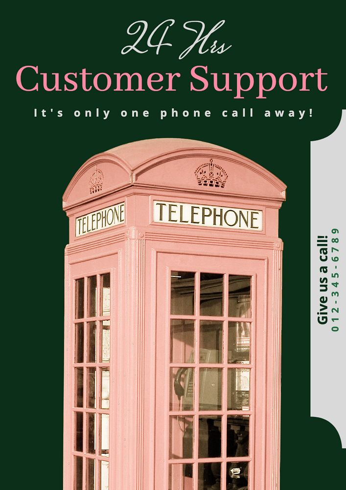 Customer support   poster template, editable text and design