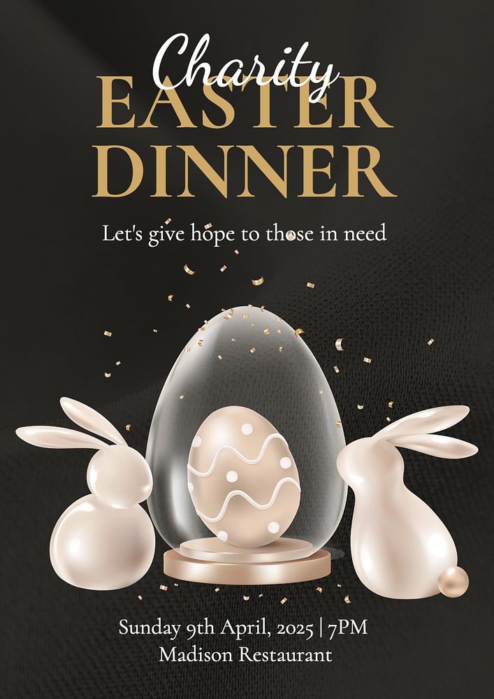 Easter dinner  poster template, editable text and design